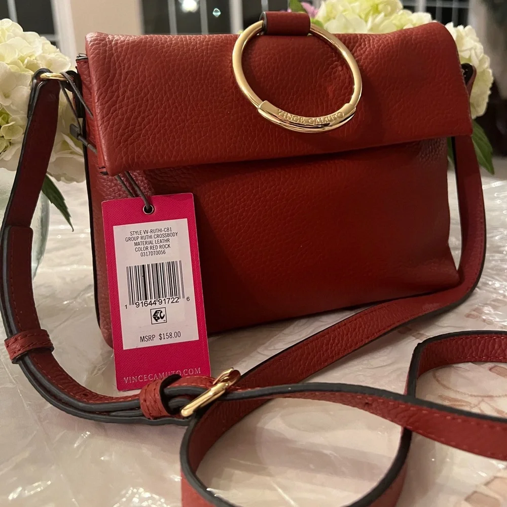 Vince Camuto -NWT Ruthie Small Crossbody Handbag Purse Black Leather MSRP $158